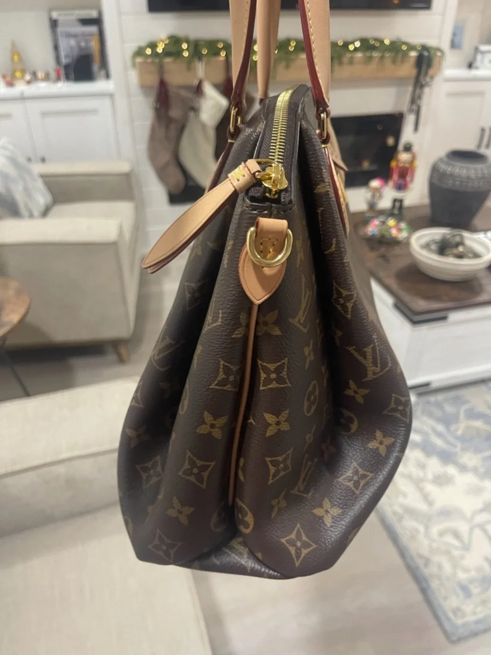 Louis Vuitton Brown Monogram Canvas Satchel with Natural Leather Handles - Picture 2 of 12